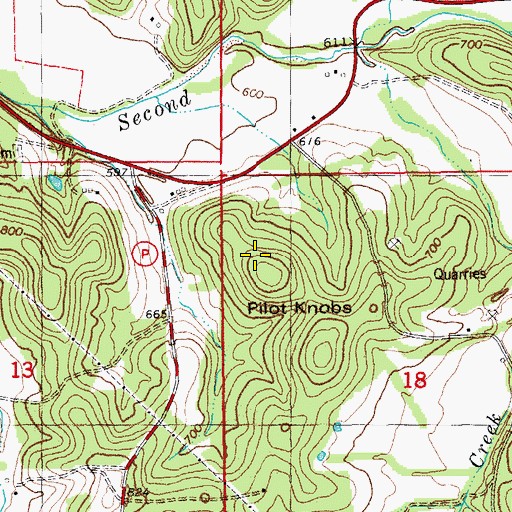Topographic Map of Pilot Knobs, MO