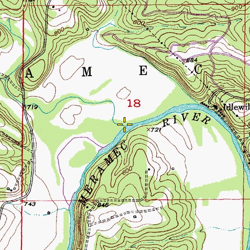 Topographic Map of Pine Branch, MO