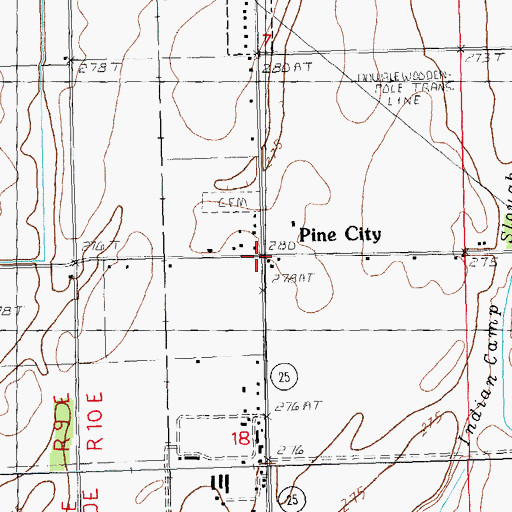 Topographic Map of Pine City, MO