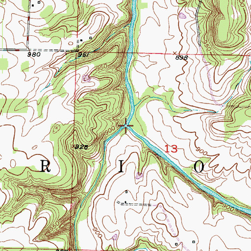 Topographic Map of Piper Creek, MO