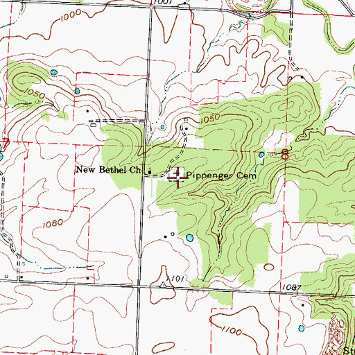 Topographic Map of Pippenger Cemetery, MO