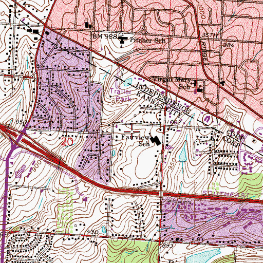 Topographic Map of Pitcher Elementary School, MO