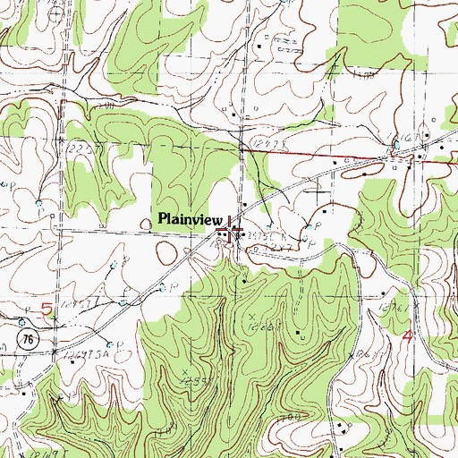 Topographic Map of Plainview, MO