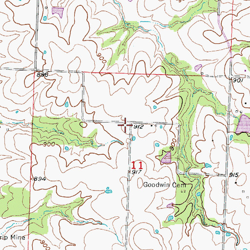 Topographic Map of Pleasant Green School (historical), MO