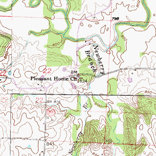 Topographic Map of Pleasant Home Church, MO