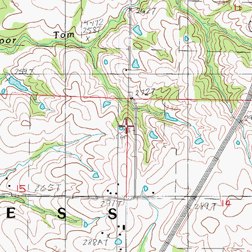 Topographic Map of Pleasant Ridge Cemetery, MO