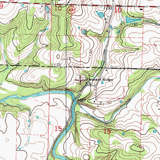 Topographic Map of Pleasant Ridge Church, MO