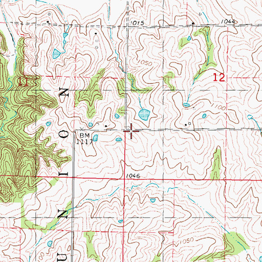 Topographic Map of Pleasant Ridge School, MO