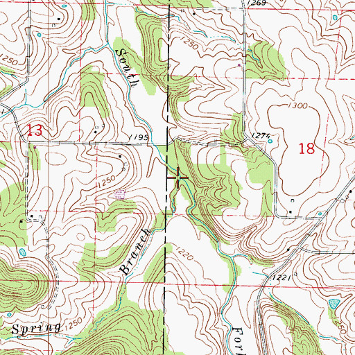 Topographic Map of Polk Spring Branch, MO