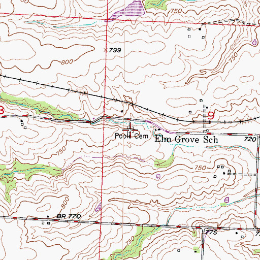 Topographic Map of Poole Cemetery, MO
