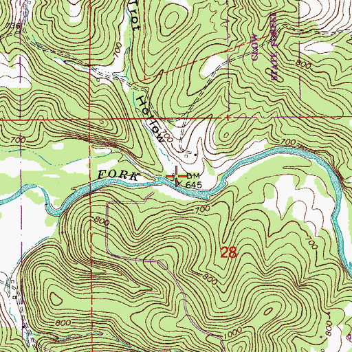 Topographic Map of Possum Trot Hollow, MO