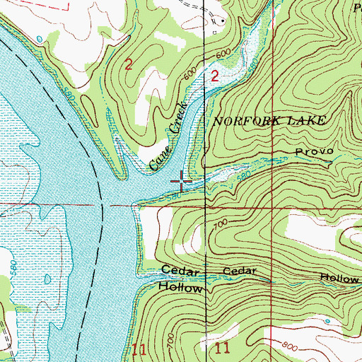 Topographic Map of Provo Hollow, MO
