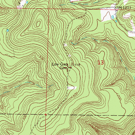 Topographic Map of Low Gap Cemetery, AR