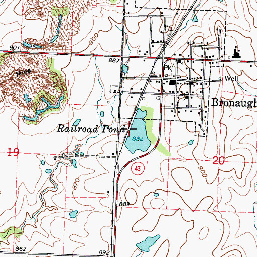Topographic Map of Railroad Pond, MO