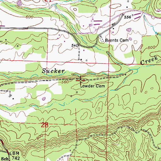 Topographic Map of Lowder Cemetery, AR