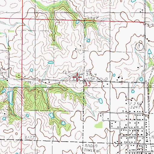 Topographic Map of Ridgeway Cemetery, MO