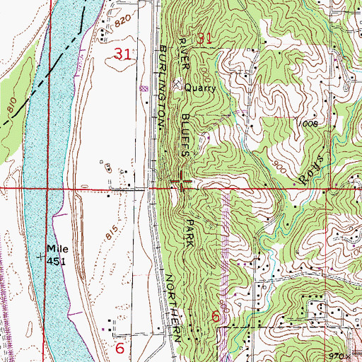 Topographic Map of River Bluffs Park, MO