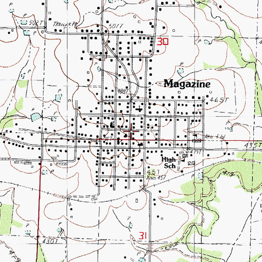 Topographic Map of Magazine, AR