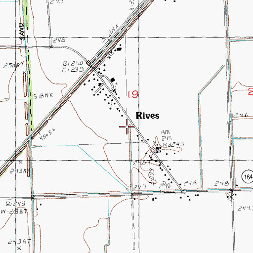 Topographic Map of Rives, MO