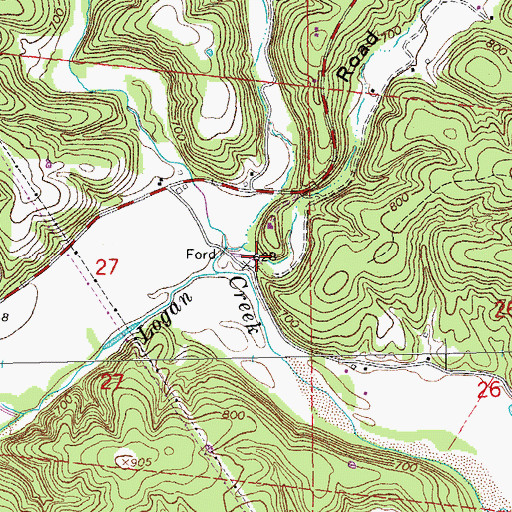 Topographic Map of Road Hollow, MO