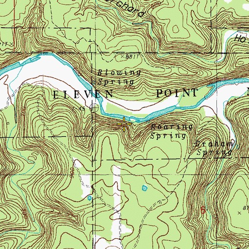 Topographic Map of Roaring Spring, MO