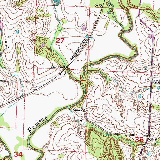 Topographic Map of Robb Branch, MO