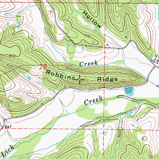 Topographic Map of Robbins Ridge, MO