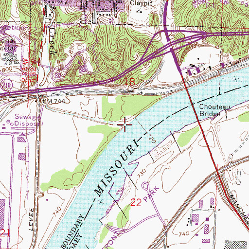 Topographic Map of Rock Creek, MO