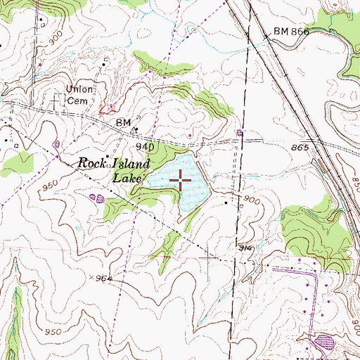 Topographic Map of Rock Island Lake, MO