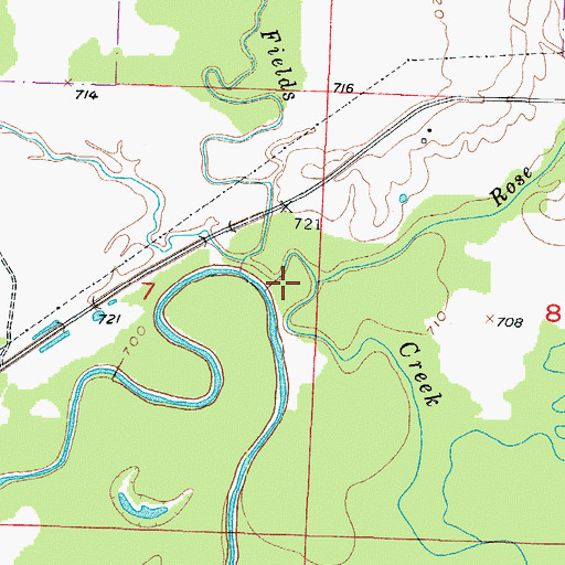 Topographic Map of Rose Creek, MO