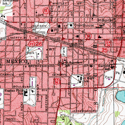 Topographic Map of Saint Brendan School, MO