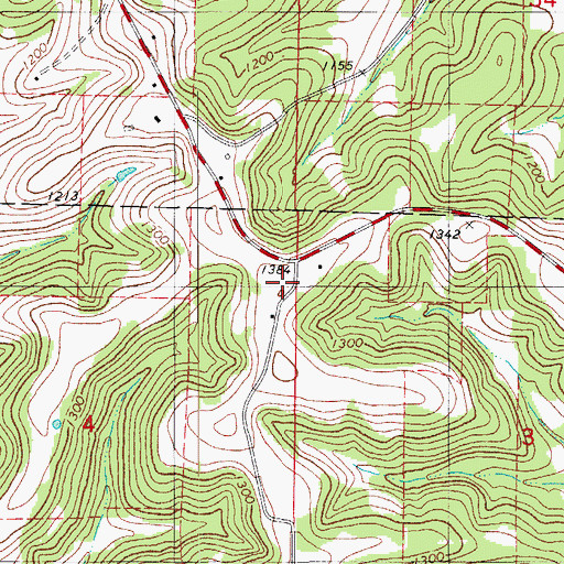 Topographic Map of Saints Church (historical), MO