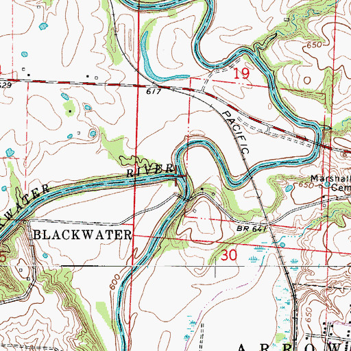 Topographic Map of Salt Fork, MO