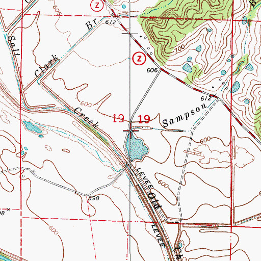 Topographic Map of Sampson Branch, MO