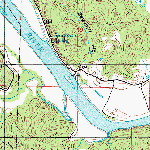 Topographic Map of Sawmill Hollow, MO