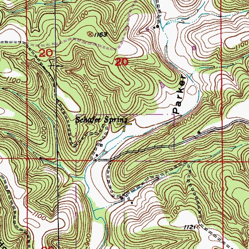 Topographic Map of Schafer Spring, MO