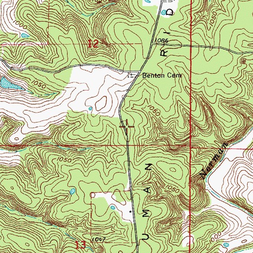 Topographic Map of Schuman Ridge, MO