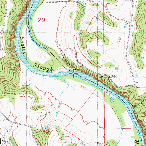 Topographic Map of Scotts Slough, MO