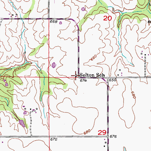 Topographic Map of Selton School, MO