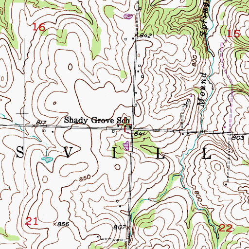 Topographic Map of Shady Grove School (historical), MO