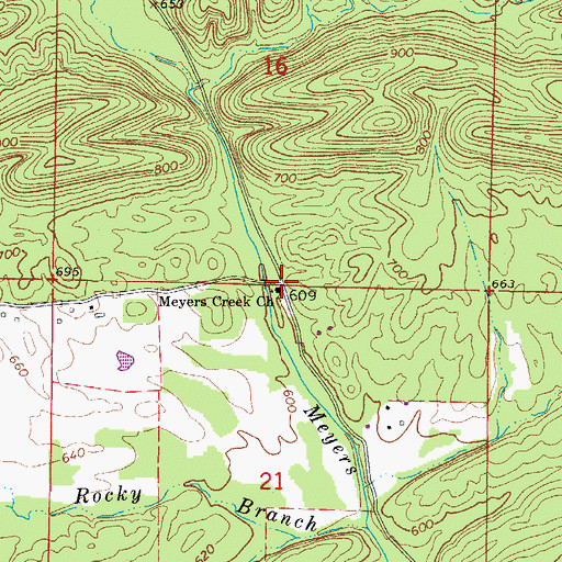 Topographic Map of Meyers Creek Church, AR