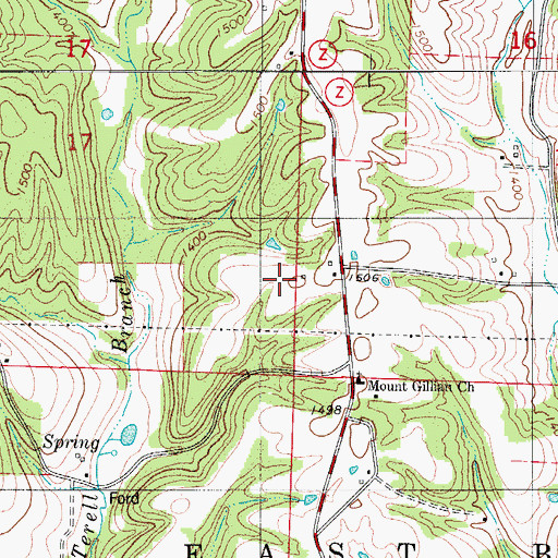 Topographic Map of Silver Shade School (historical), MO