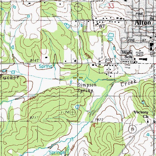 Topographic Map of Simpson Spring, MO