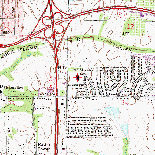 Topographic Map of Skaith Elementary School, MO