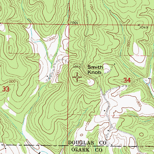 Topographic Map of Smith Knob, MO