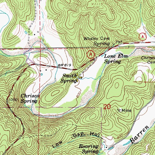 Topographic Map of Smith Spring, MO