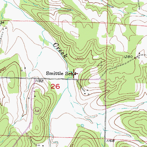 Topographic Map of Smittle School, MO