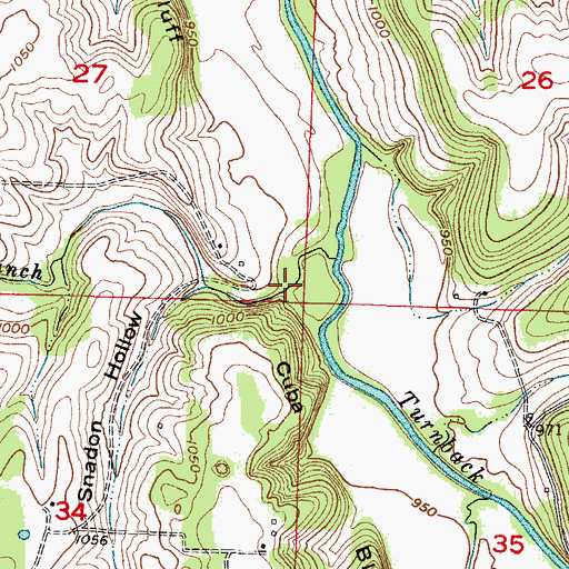 Topographic Map of Snadon Hollow, MO