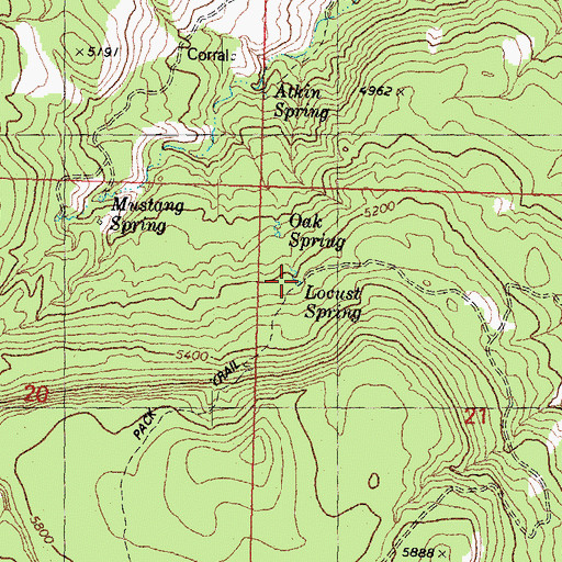 Topographic Map of Locust Spring, AZ
