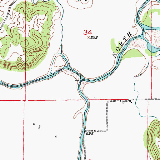 Topographic Map of South Fork North River, MO